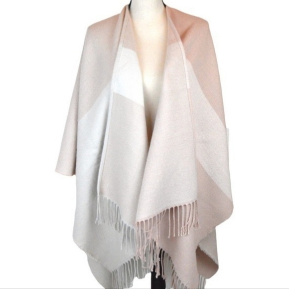 Soia & Kyo Sweaters - SOIA & KYO Soft Acrylic Fringe Hem Shawl, Blush & Cream - One Size